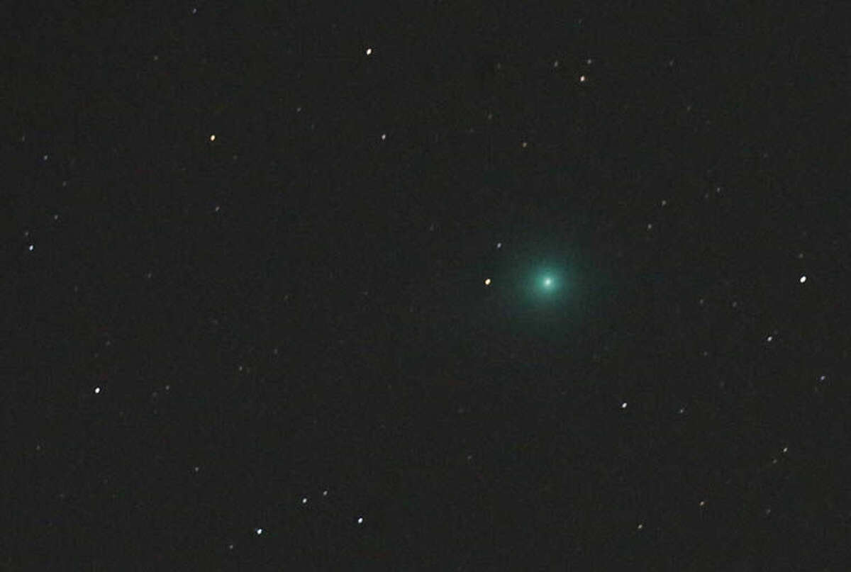 Comet Lovejoy is seen traveling though the starfield of the constellation Eridanus, near Orion on Jan. 7, as seen from Tyler, Texas.