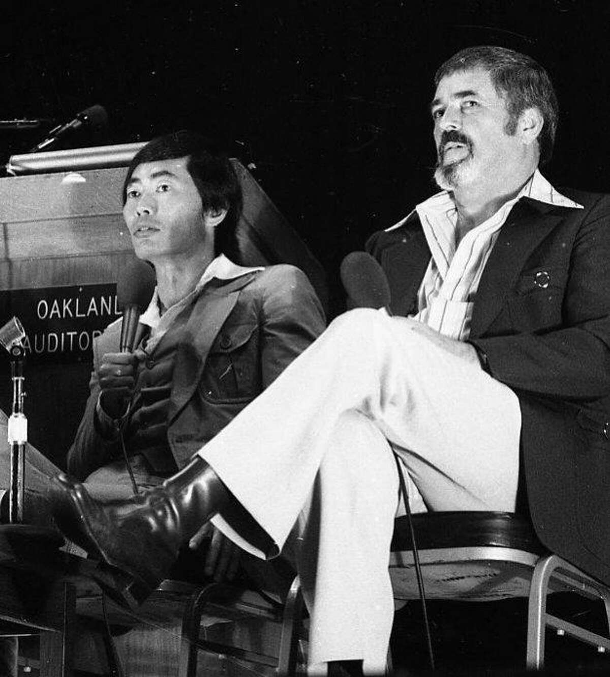 George Takei and James Doohan at the "Star Trek" convention in Oakland, Aug. 8, 1976.