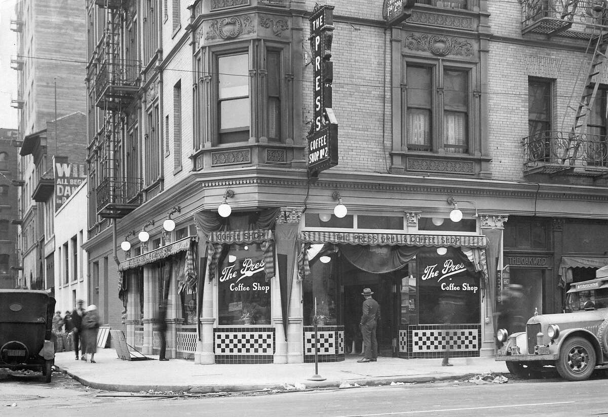 The Press Coffee Shop at Fifth and Jessie streets was a popular spot near the San Francisco Chronicle. This photo was likely taken in the 1930s.