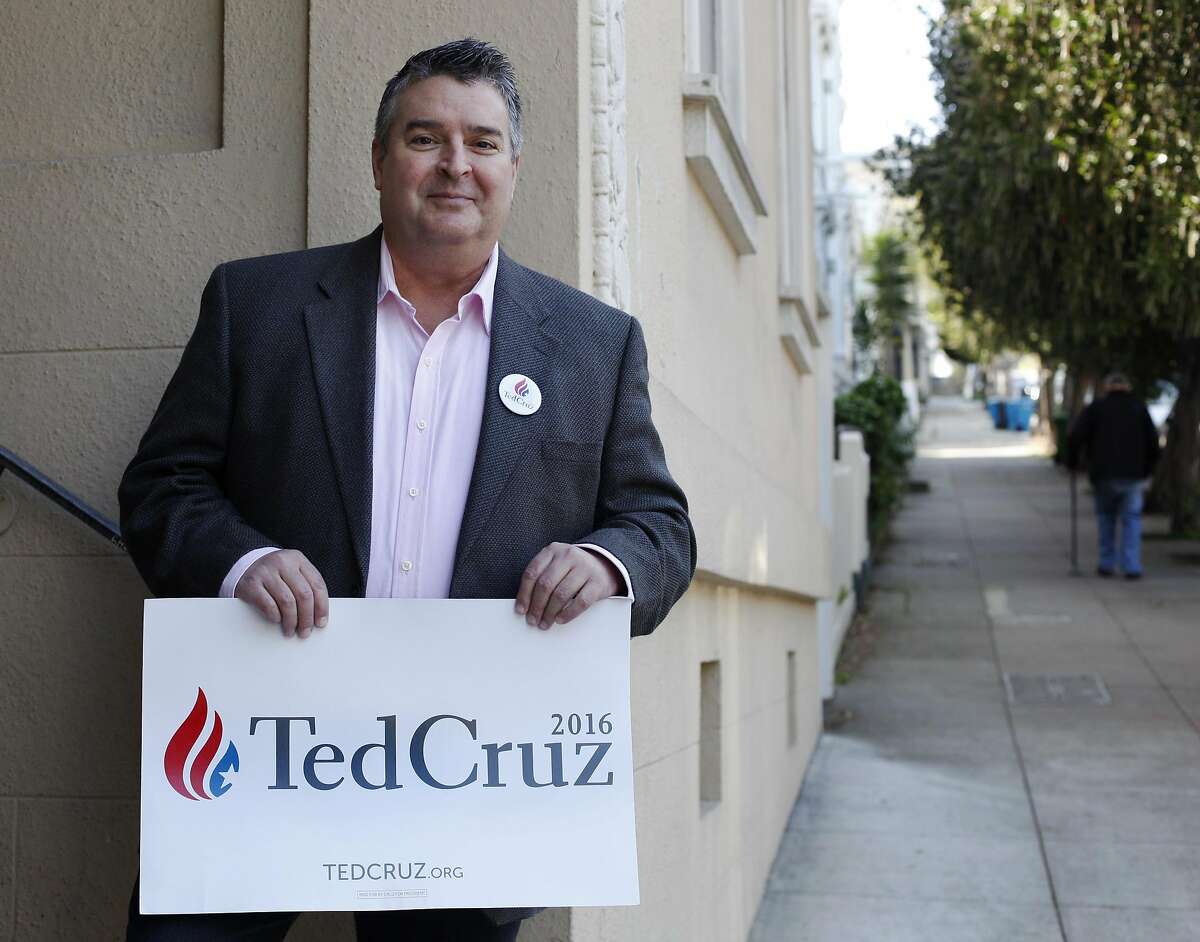 Tom Canaday, a year-long volunteer for the presidential candidate Ted Cruz, poses for a photograph in San Francisco, Calif., on Friday, March 18, 2016.