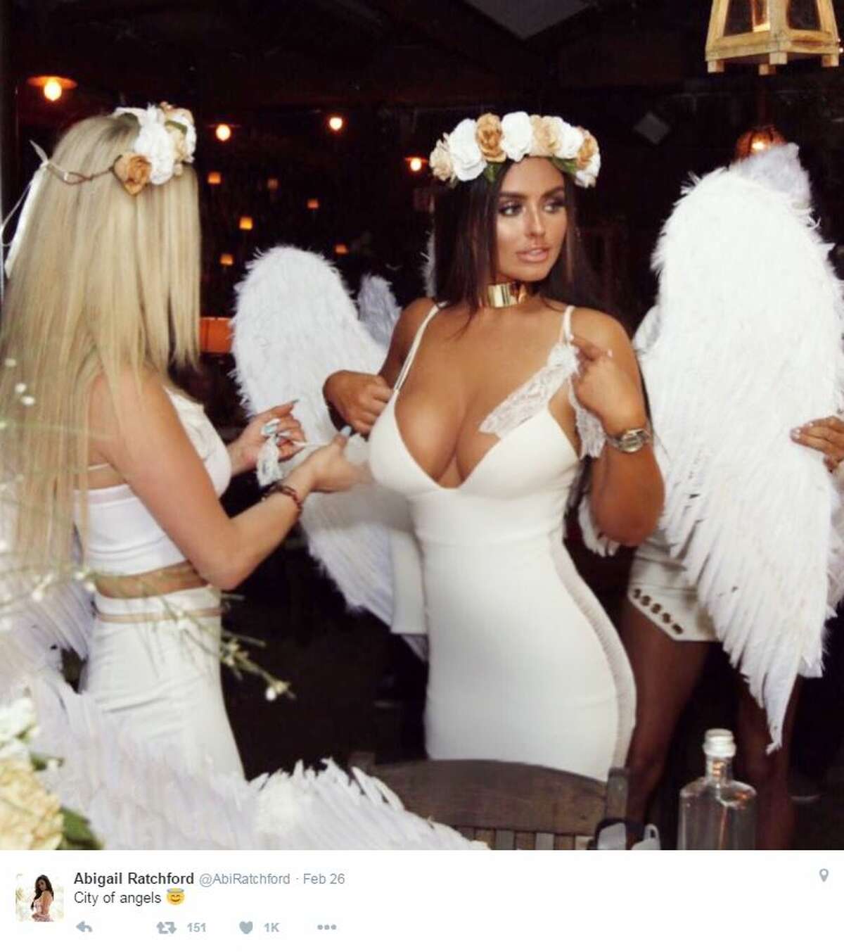 Model Abigail Ratchford was seen hanging out with Johnny Manziel in Los Angeles. She said the two are "just friends," according to TMZ.com.