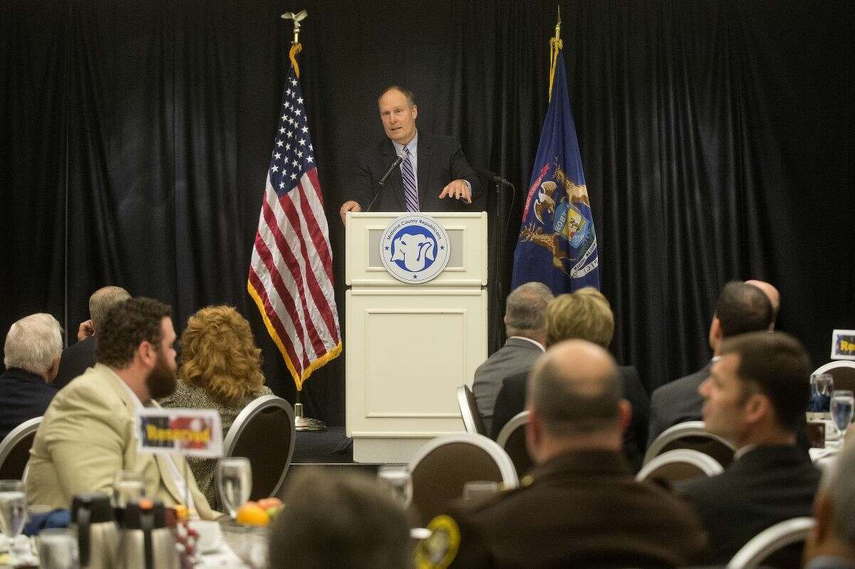 In this Daily News file photo, U.S. Rep. John Moolenaar speaks to guests during last year's Midland County Republican Party Dave Camp Spring Breakfast.