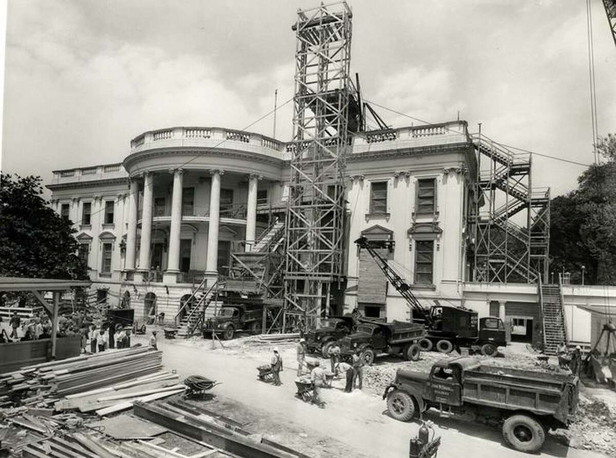 The White House was completely gutted during $5.4 million renovation project that took 22 months during President Truman's second term.