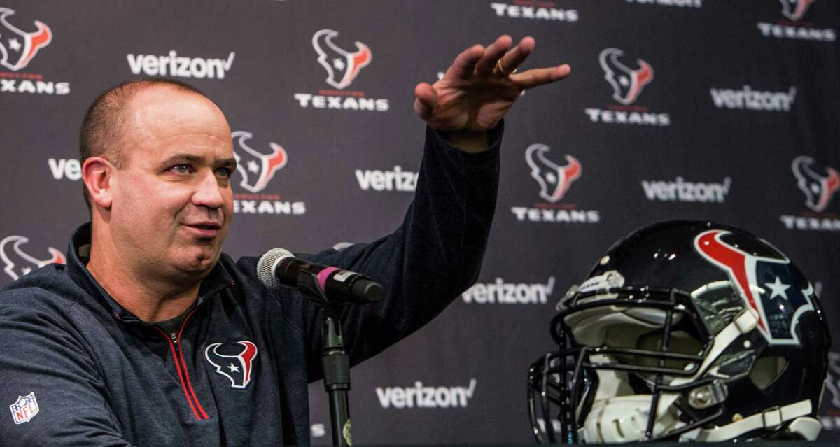 Houston Texans head coach Bill O'Brien speaks during a news conference announcing the team's free agent signings at NRG Stadium on Thursday, March 10, 2016, in Houston. The Texans introduced four free agent signees Thursday, including quarterback Brock Osweiler, running back Lamar Miller, center, Tony Bergstrom and guard Jeff Allen. ( Brett Coomer / Houston Chronicle )