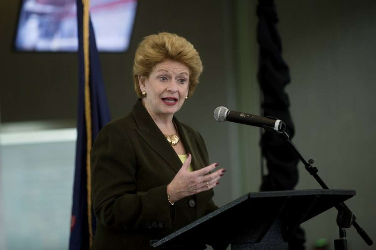 U.S. Sen. Debbie Stabenow, D-Mich., speaks during an unveiling ceremony for MBS International Airport's new terminal on Friday. Guests included legislative representatives, government officials and community leaders from the Great Lakes Bay Region. The new 75,000 square-foot terminal replaces the old one and will be open next week.