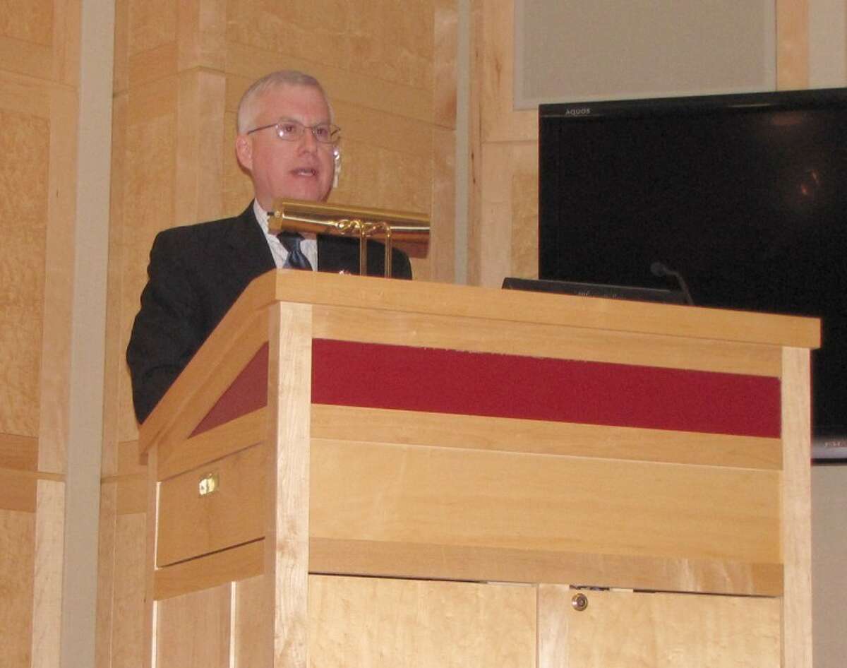 Canadian Consulate General Roy Norton speaks at Central Michigan University on Monday night.
