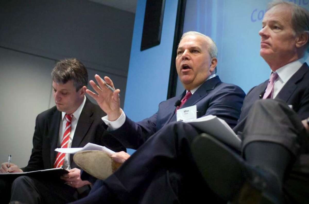Republican candidate Mike Fedele participates in the 2010 Connecticut Gubernatorial Forum on Jobs, Innovation & Technology at the GE edgelab at Uconn Stamford in Stamford, Conn. on Wednesday April 7, 2010