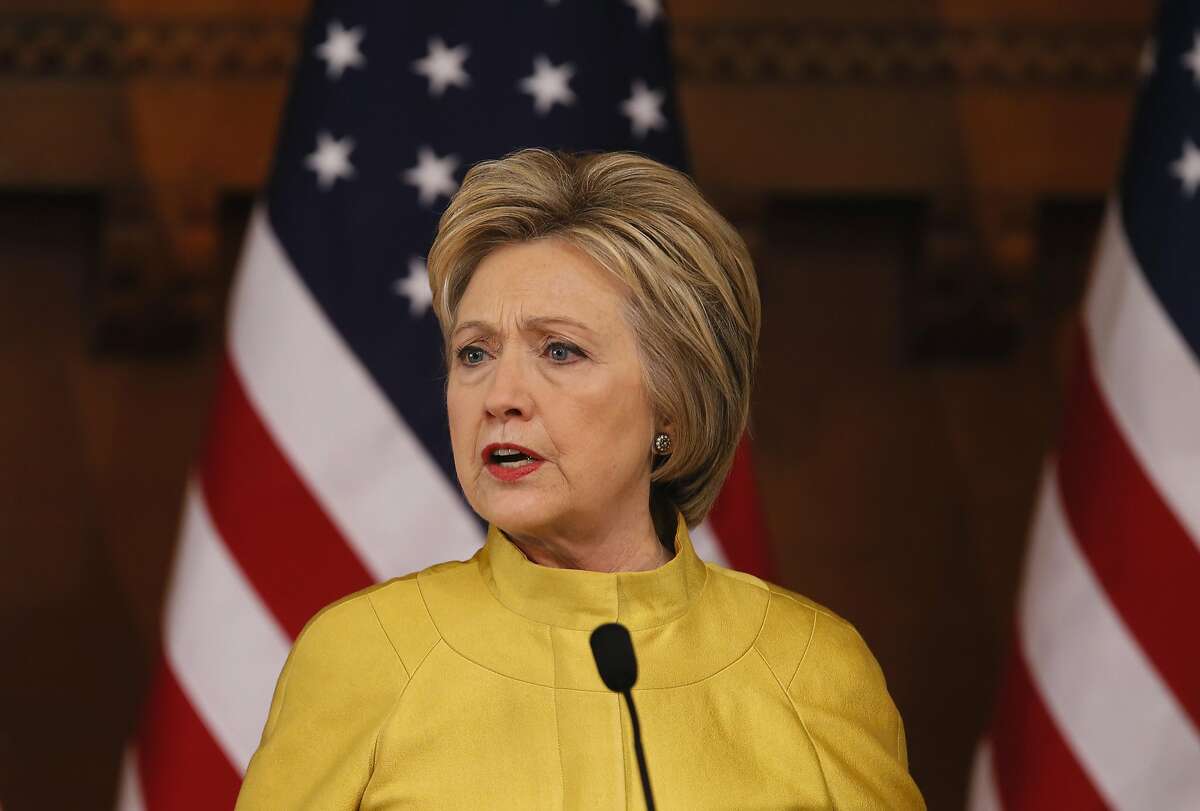 Presidential candidate Hillary Clinton delivers a counter-terrorism speech at Stanford University on Wed. March 23, 2016, in Stanford, California.