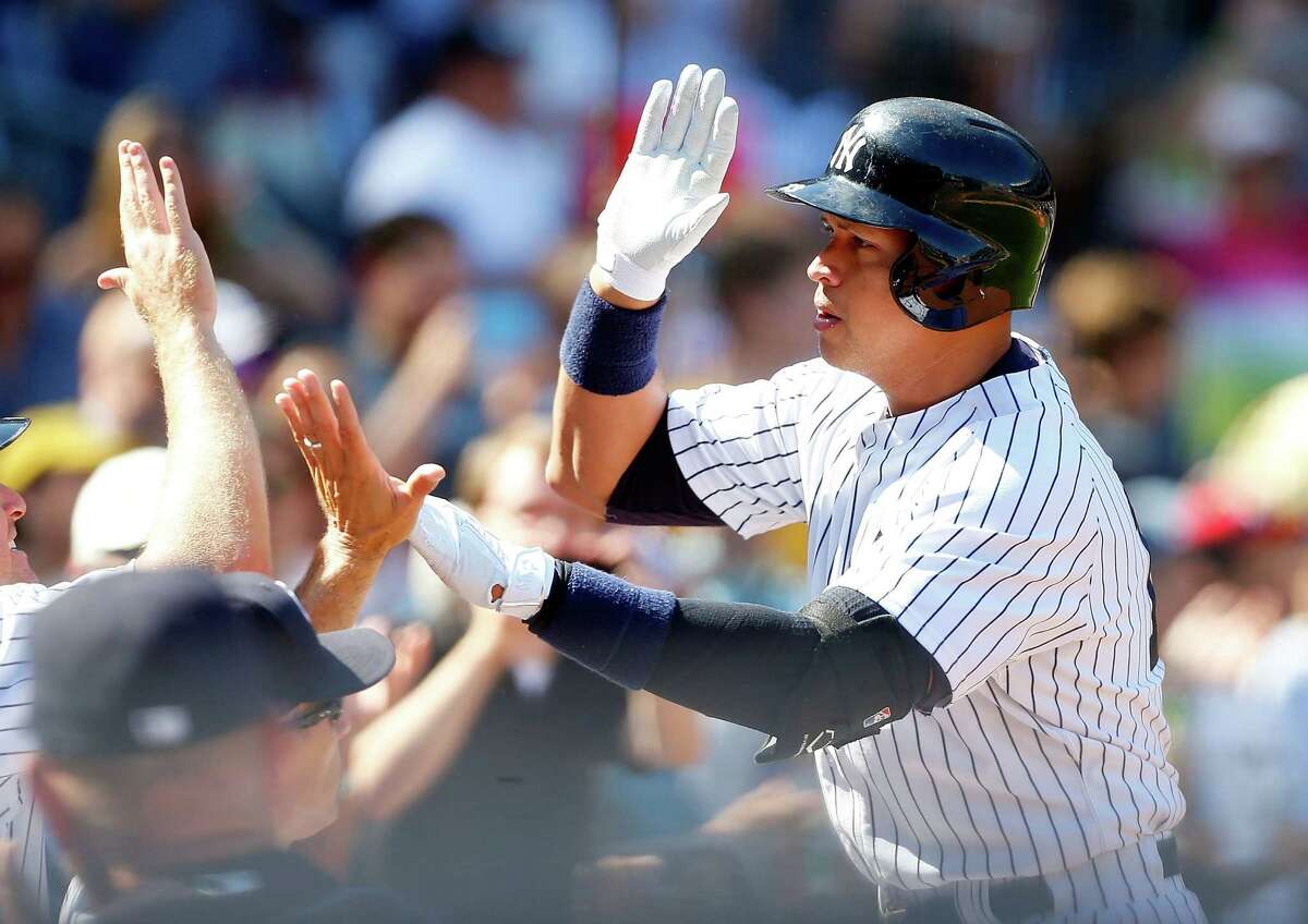 NEW YORK, NY - SEPTEMBER 06: Alex Rodriguez #13 of the New York Yankees celebrates his sixth inning home run against the Tampa Bay Rays at Yankee Stadium on September 6, 2015 in the Bronx borough of New York City. (Photo by Jim McIsaac/Getty Images) ORG XMIT: 538594387
