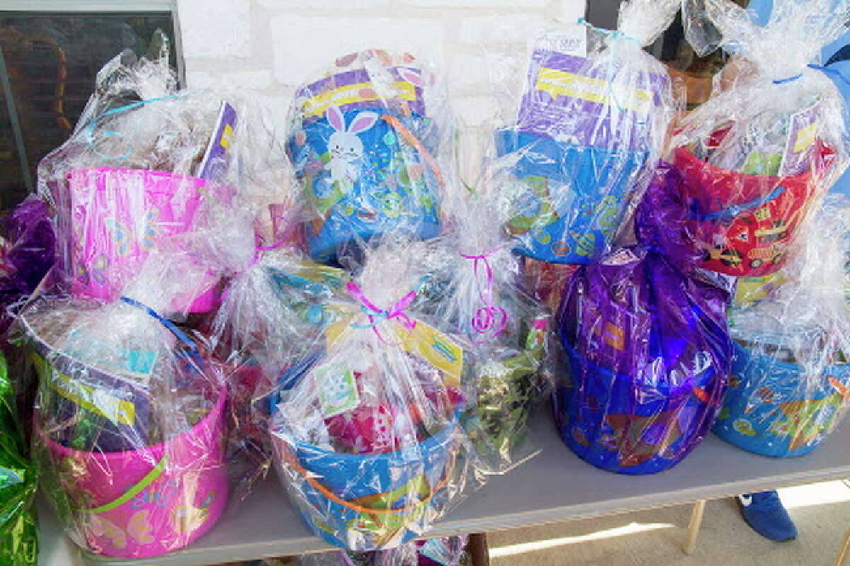 Egg baskets at San Antonio Village, Thursday, March 24, 2016, to be given to children of veterans as part of an "Eggstravaganza" by Operation Homefront Village and Motorcycle Ministry for injured veterans and their families.