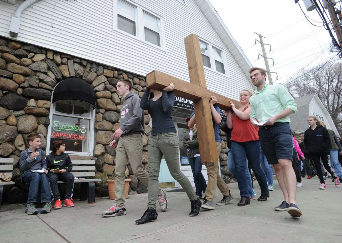 First Congregational Church youth group cross walk