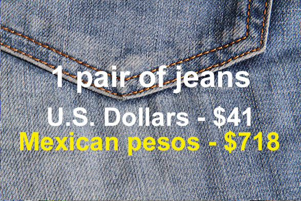What everyday items in San Antonio cost in U.S. dollars, Mexican pesos