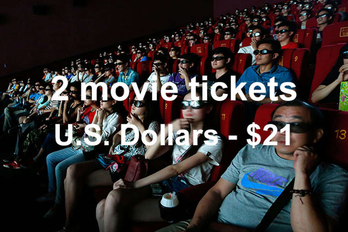 On average, two movie tickets cost $21 in U.S. dollars ... Source: Expatistan Cost of Living Index