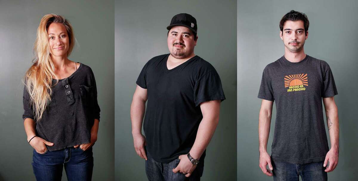 The faces behind the food Chronicle photographer Liz Hafalia took portraits of the staff at Tacolicious to highlight the many people that fuel one of the city’s busiest restaurants. Pictured here: Tacolicious staff, from left to right: Server Nicole Sweeney (tenure: 2 years), prep cook Luis Alvarenga (tenure: 3 years), bartender Quinn O' Connor (tenure: 3 1/2 years)