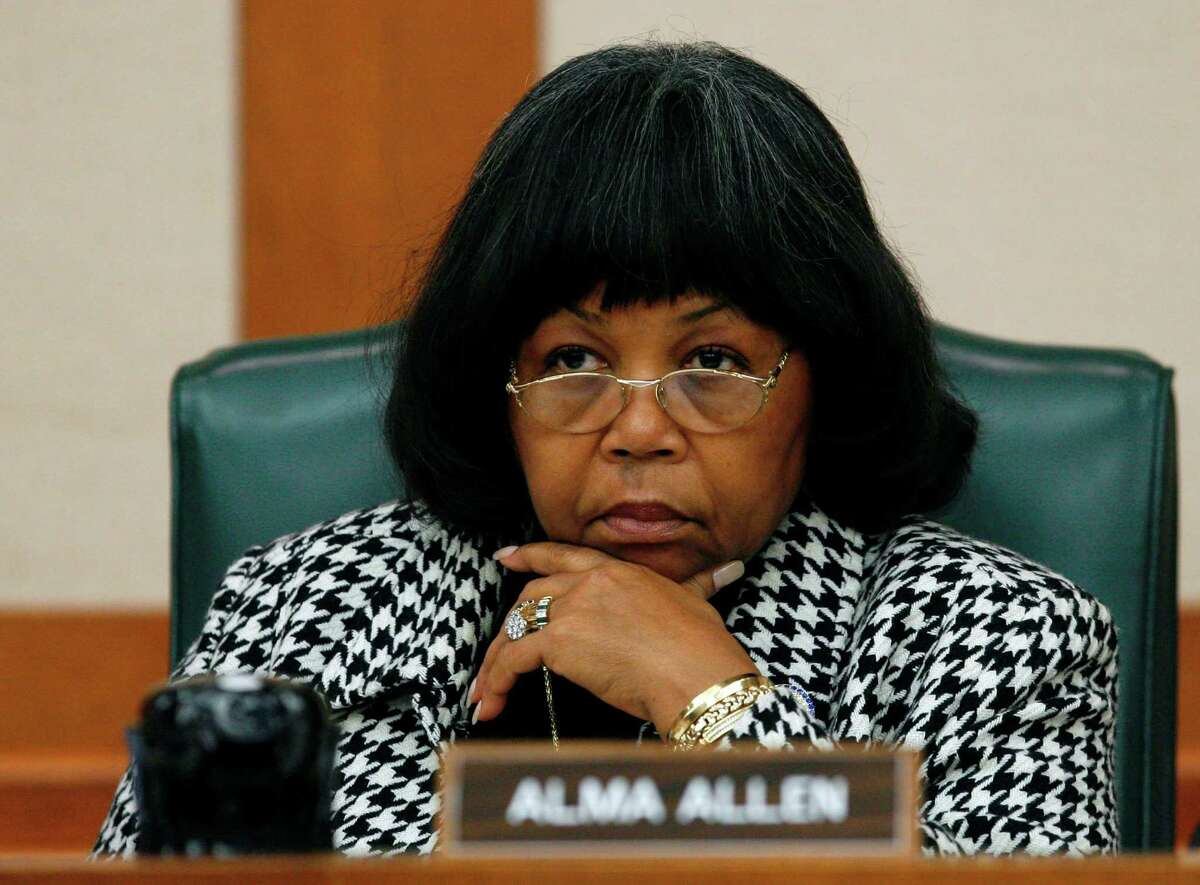 Rep. Alma Allen, D-Houston, listens to testimony during a hearing by members of the House Appropriations Subcommittee on Criminal Justice Wednesday, Feb. 6, 2008, in Austin, Texas. Members heard testimony regarding funding of the Texas Youth Commission. (AP Photo/Harry Cabluck)