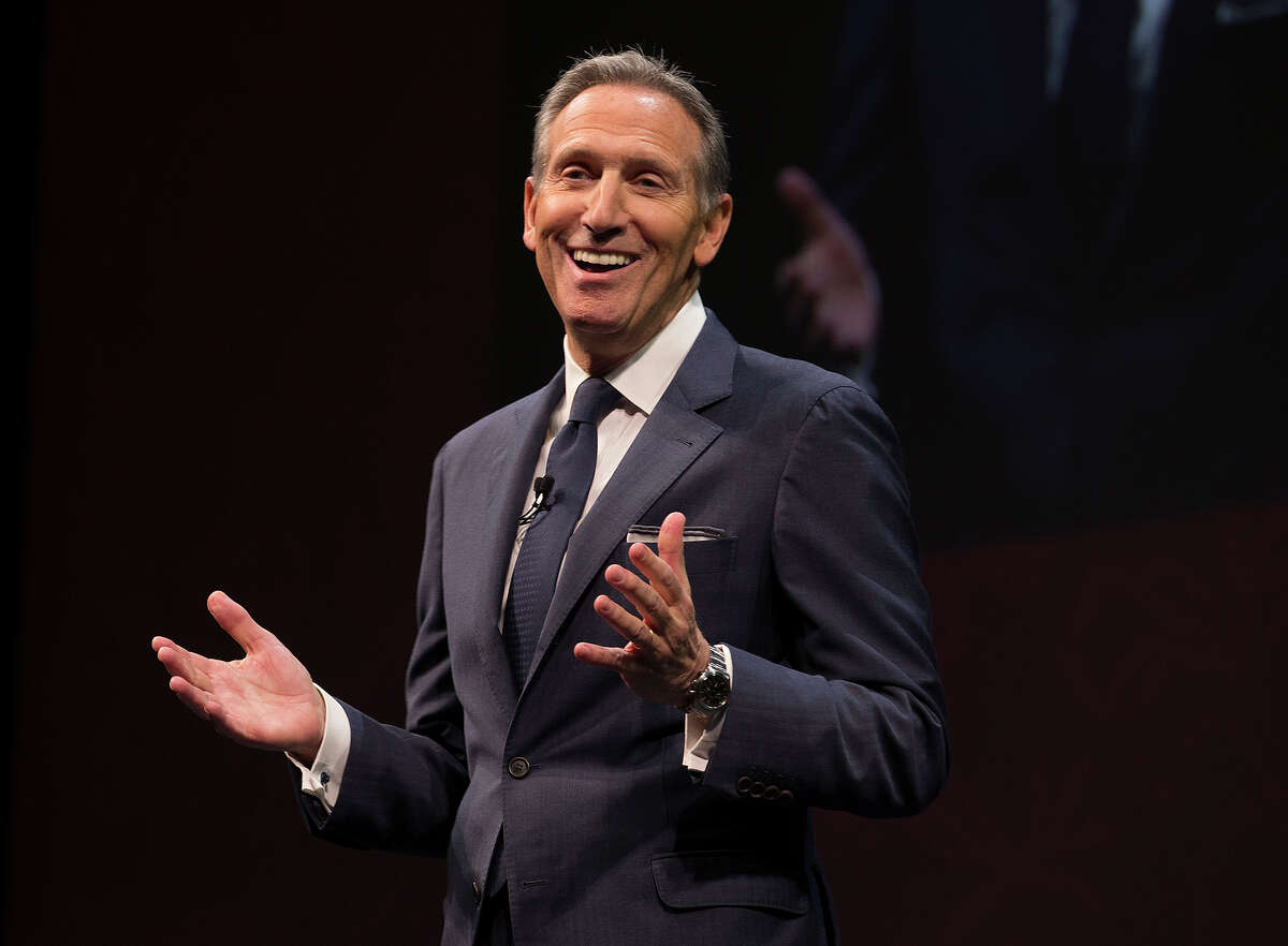 Starbucks chairman and CEO Howard Schultz in a scene from Starbucks' annual shareholders meeting in Seattle on March 23, 2016. (Photo by Starbucks)