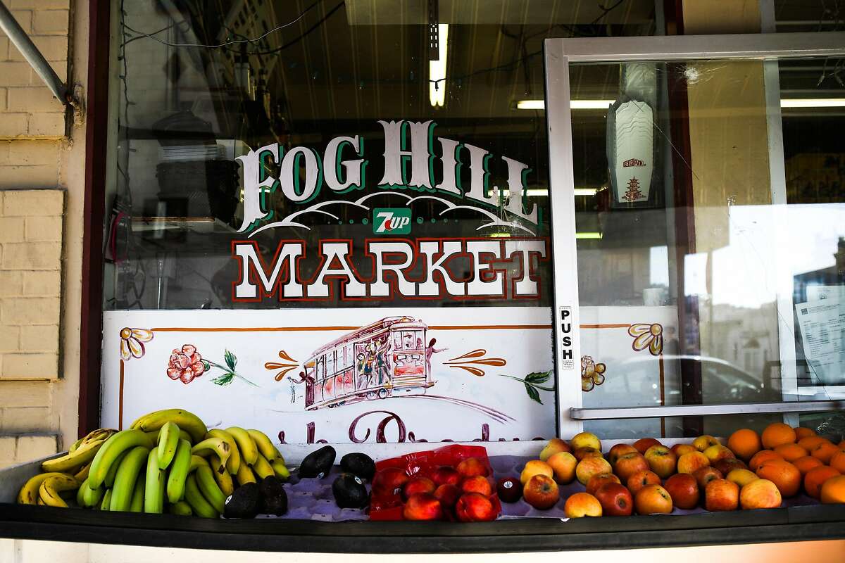 Fresh fruit is sold outside Fog Hill Market in North Beach, in San Francisco, California, on Friday, March 25, 2016.