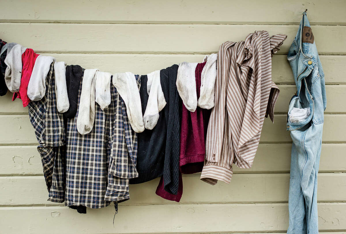 Clothes dry on a line outside a tiny home in Dignity Village in Portland, Ore., which is leading the nation in the movement.