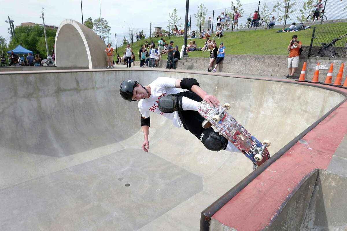 Former X Games competitor Lance Childers, 27, skates at Lee and Joe Jamail Skatepark ﻿in Houston on Saturday in celebration of that park's last weekend before closing April 4 to Oct. 10 for a renovation project.