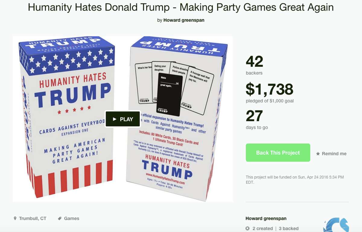 "Humanity Hates Trump" is a Kickstarter project from the Trumbull-based company SCS Direct Inc. Continue clicking to see the things you didn't know about Donald Trump.
