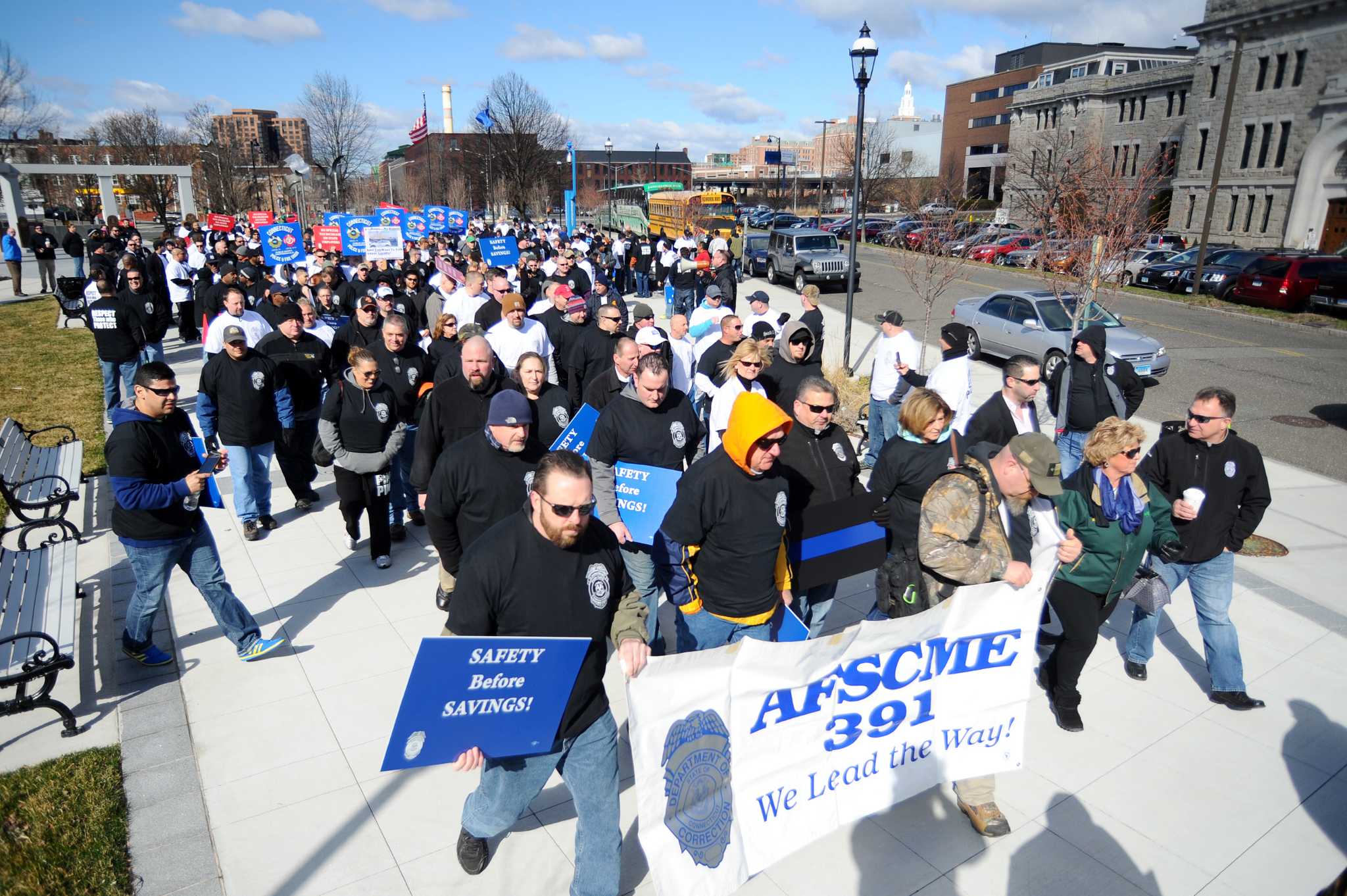 300 public-safety workers rally at Capitol against benefit cuts