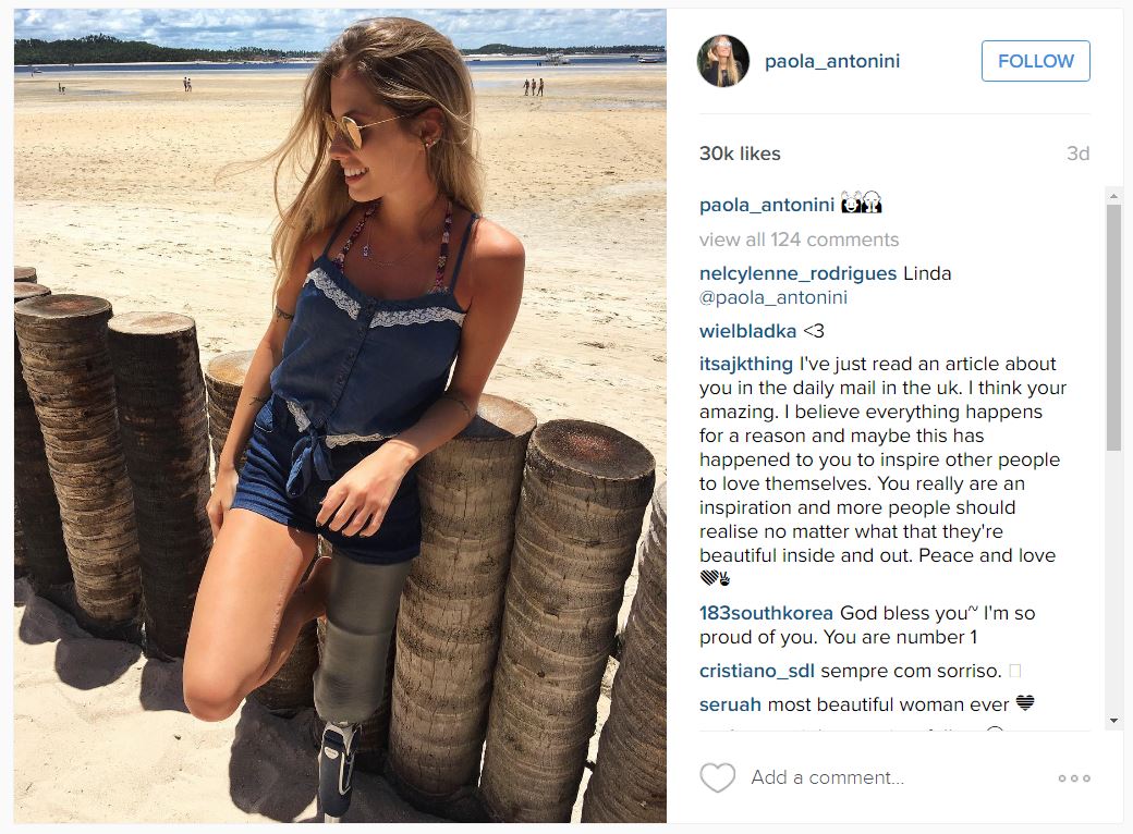 Amputee model Paola Antonini posts bikini photos to show off her prosthetic  limb