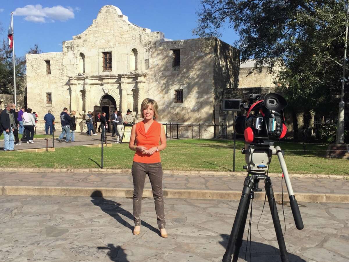 Former WOAI-TV anchor Tanji Patton shoots the intro to her food and wine TV show, which has been picked up by four Texas station and will feature her city of San Antonio prominently in the premiere April 9.