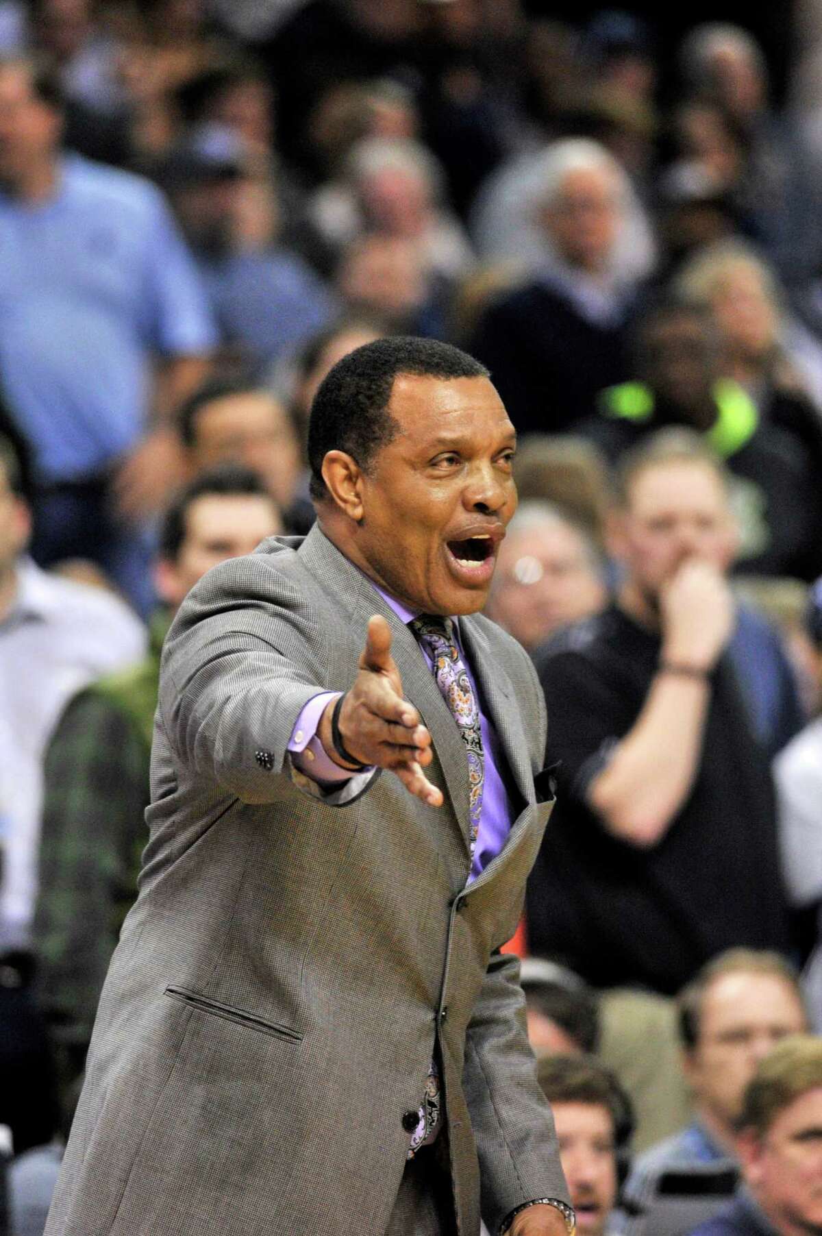 New Orleans Pelicans head coach Alvin Gentry reacts in the second half of an NBA basketball game Friday, March 11, 2016, in Memphis, Tenn.