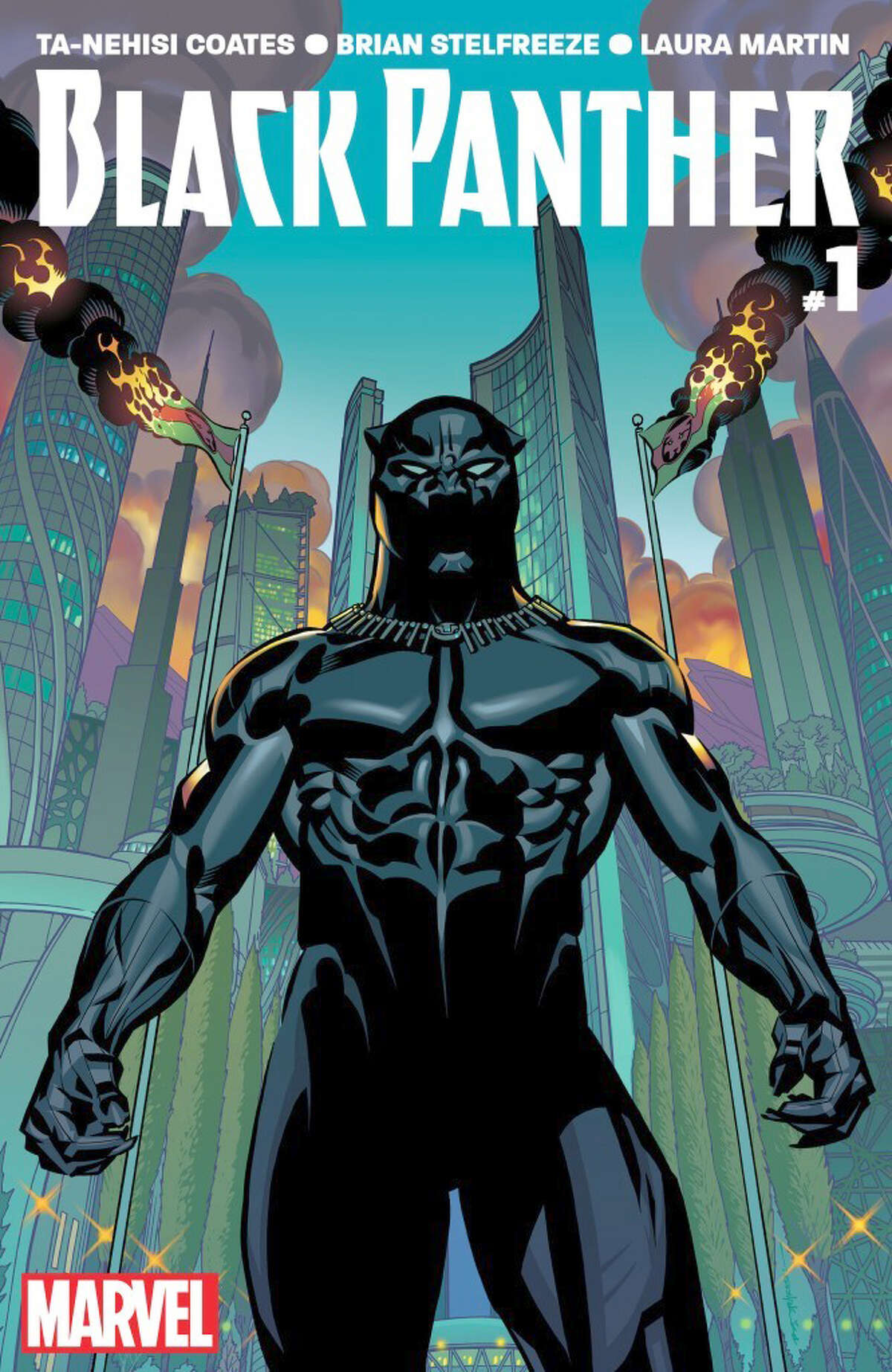 Black Panther #1 The cover. Written by Ta-Nehisi Coates with art by Brian Stelfreeze. 