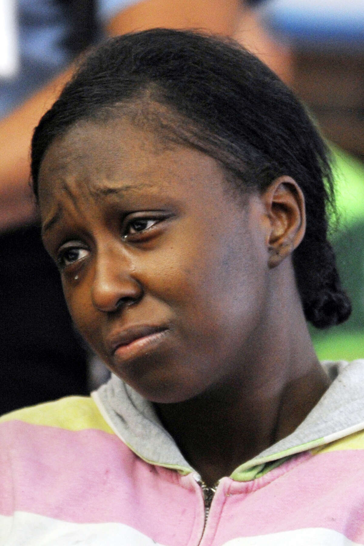 Cherelle Baldwin is arraigned in Superior Court, in Bridgeport, Conn. in 2013. Baldwin has been charged with the murder of Jeffrey Brown. Thirty-eight national domestic violence organizations called for top state prosecutors to drop the charges on Wednesday, March 16, 2016, stating the prosecution is an example of how the country disproportionately imprisons black woman who defend themselves against domestic abuse.