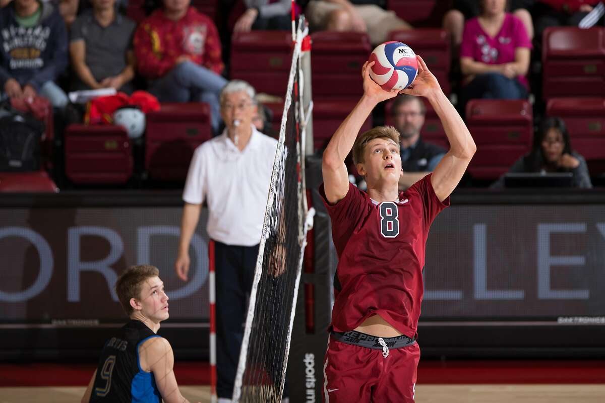 Aided by large, soft hands, setter James Shaw has been credited with 3,550 career assists at Stanford.