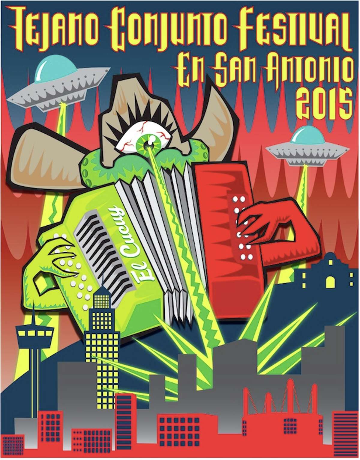 Artist John Medina designed the 2015 Tejano Conjunto Festival poster.