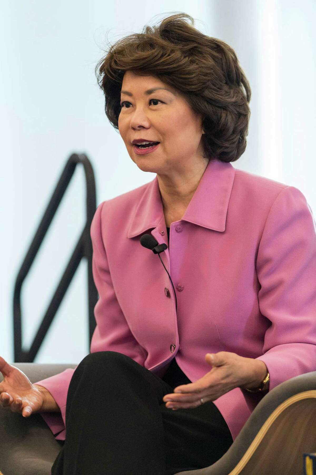 Elaine L. Chao, former U.S. Secretary of Labor, talks with Linda McMahon as part of an ongoing series, “Women Can Have it All,” at Sacred Heart University, Fairfield, Conn. on Thursday, March 31, 2016.