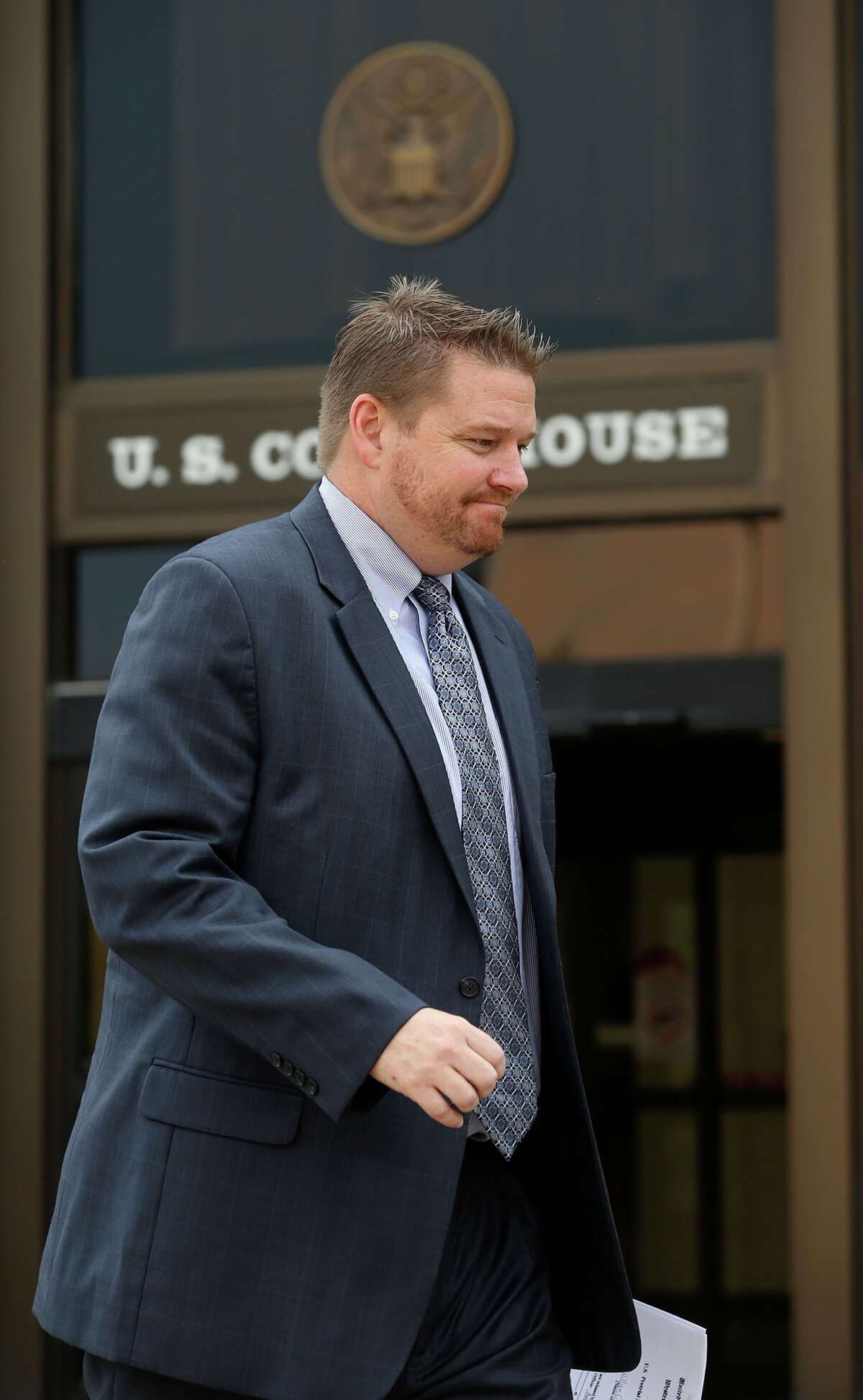 William O. Haff leaves the John Wood Federal Courthouse last March. Haff pleaded guilty to conspiracy to commit fraud charges related to an F.B.I. public corruption investigation that has spread to multiple school districts and the now-defunct Bexar Metropolitan Water District.