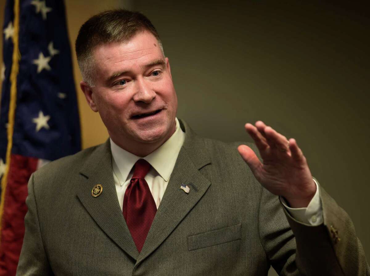 Congressman Chris Gibson held a media availability at Albany International Airport, Feb. 9, 2015 in Colonie, N.Y., to answer questions about the exploratory committee he has formed to run for Governor of New York in 2018. (Skip Dickstein/Times Union)