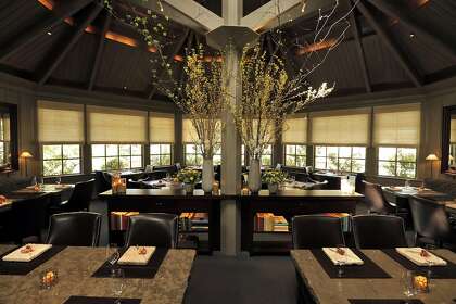 The dining room at the Restaurant at Meadowood in St. Helena, seen years before the building burned down in the Glass Fire.