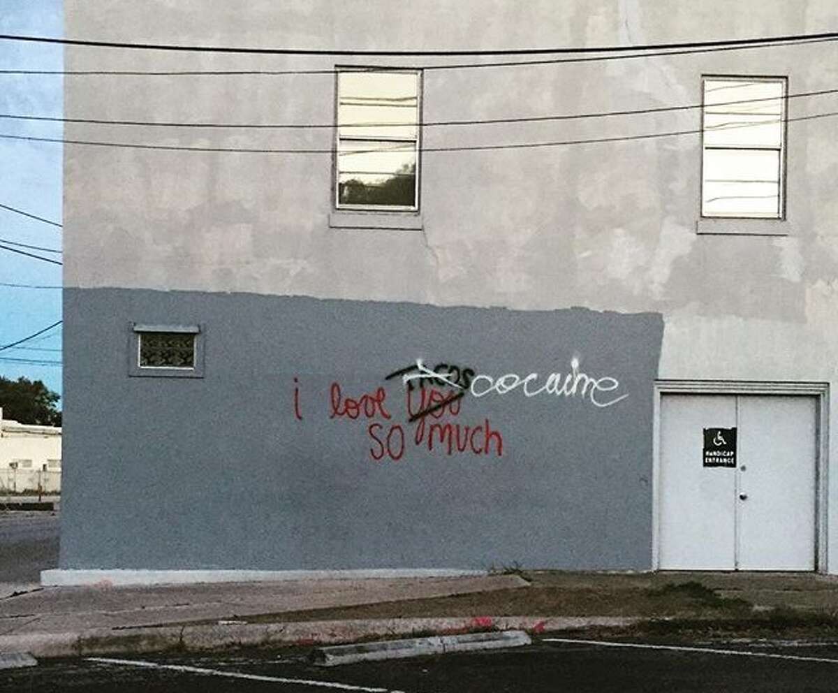 The "I love tacos so much" wall was altered to say "I love cocaine so much."