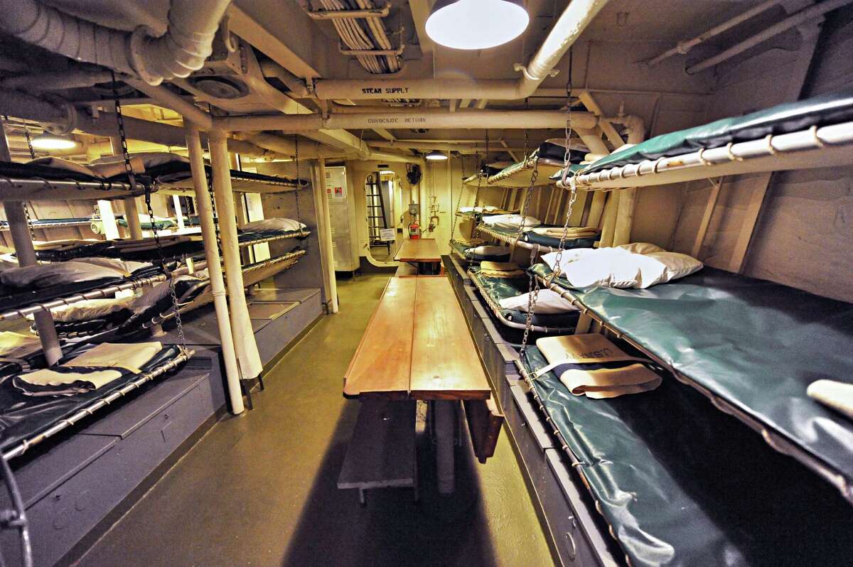 Mess deck berthing area of the USS Slater as she opens to the public for the ship's 18th season Thursday April 2, 2015 in Albany, NY. (John Carl D'Annibale / Times Union)