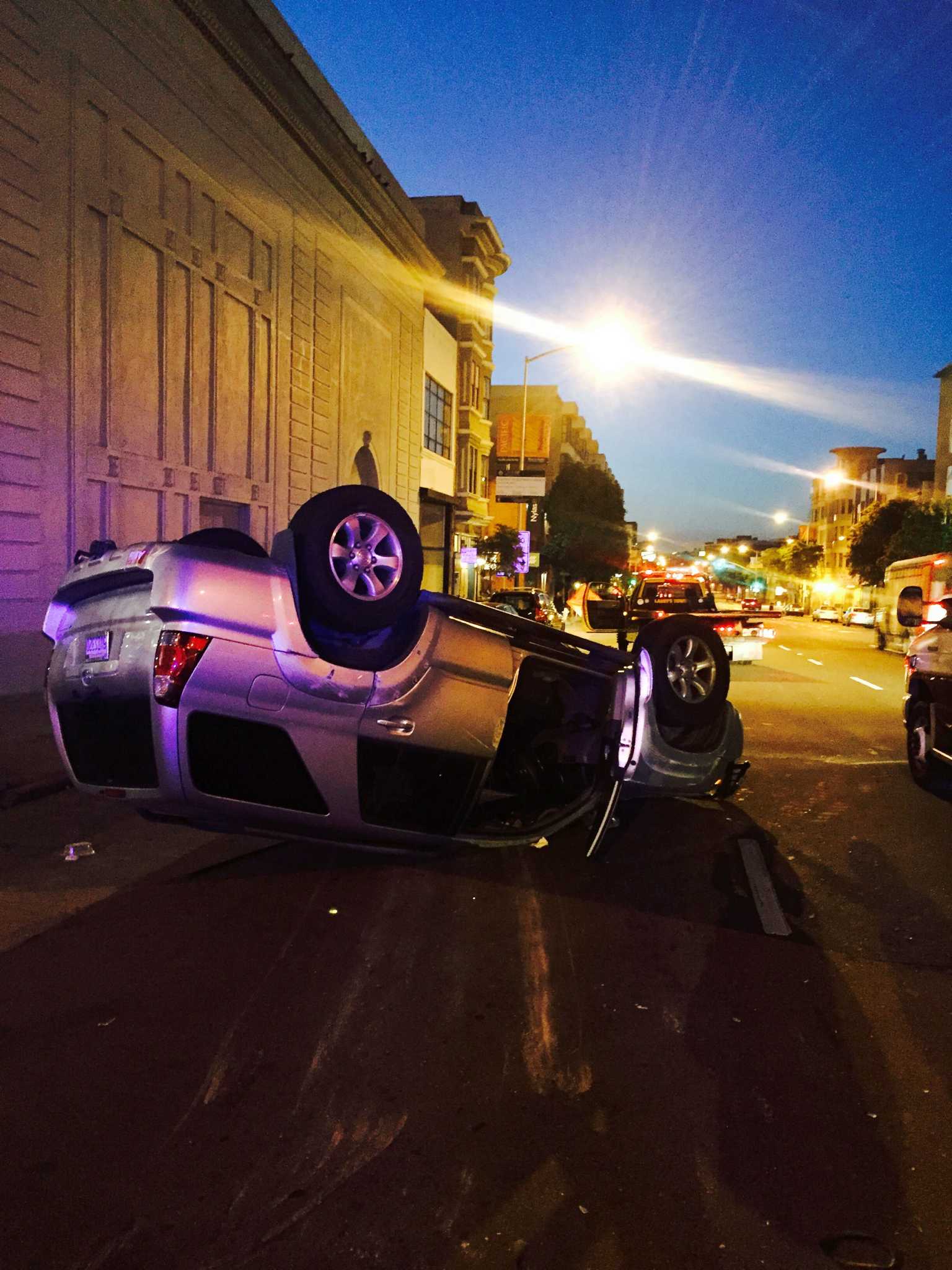 SUV flips over in two-vehicle crash in SF’s SoMa neighborhood