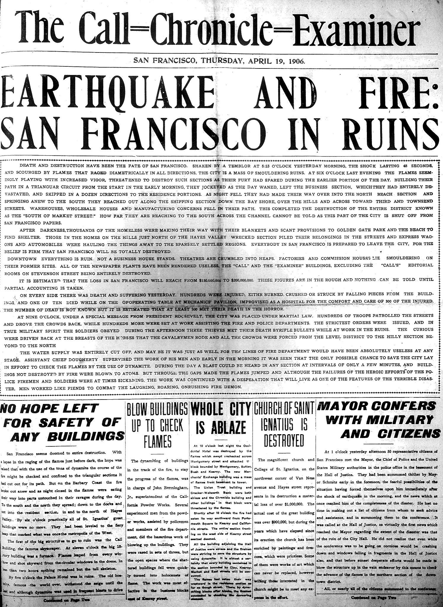 Chronicle Covers: At ground zero of SF's greatest disaster