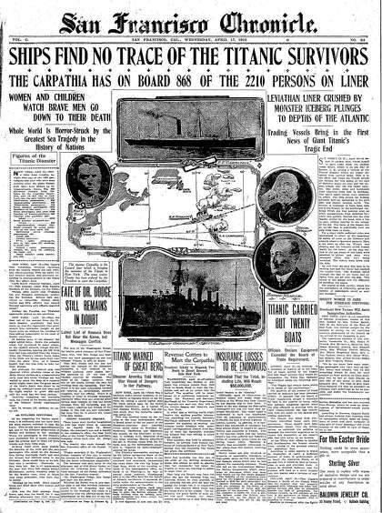 Chronicle Covers Totality Of Titanic Tragedy Starts To Set