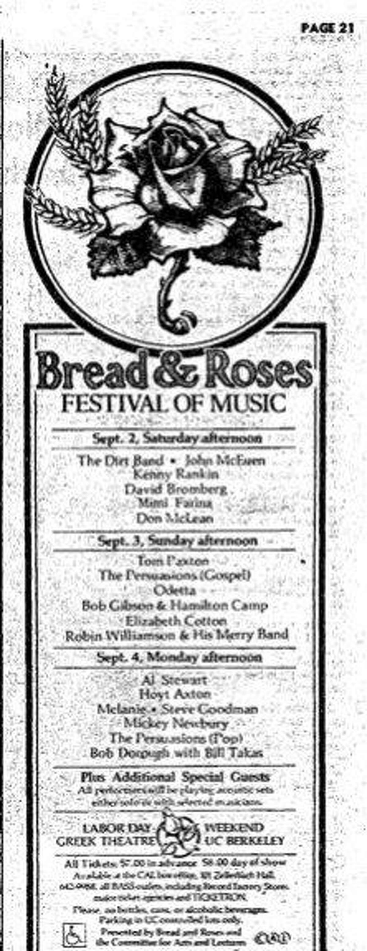 Bread & Roses: 3 decades of classic concerts in the Bay Area