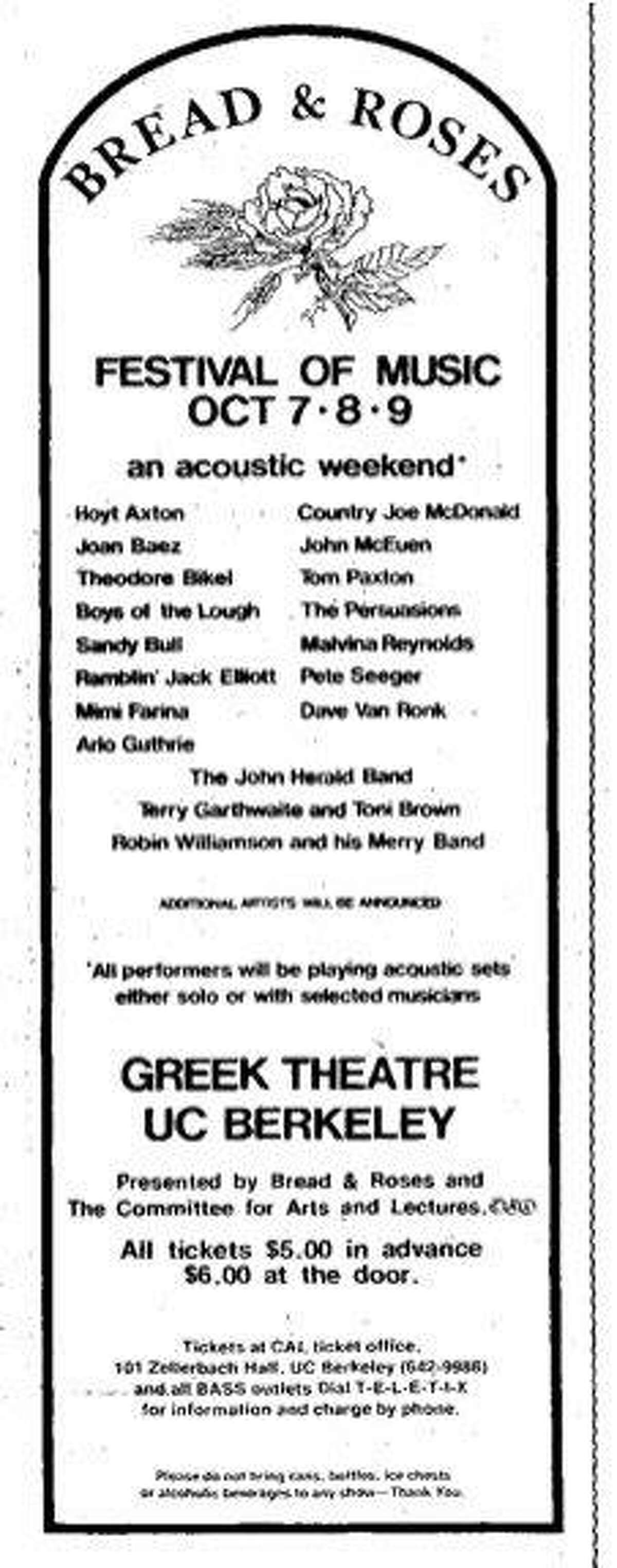 Bread & Roses 3 decades of classic concerts in the Bay Area