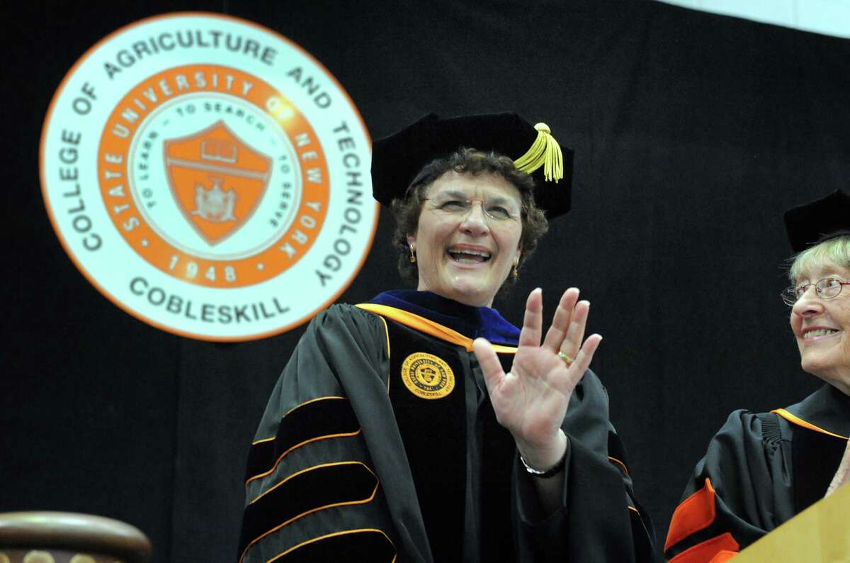 Marion A. Terenzio, the first female permanent president of SUNY Cobleskill, was inaugurated on Friday, April 8, 2016, in Cobleskill, N.Y. (Michael P. Farrell/Times Union)