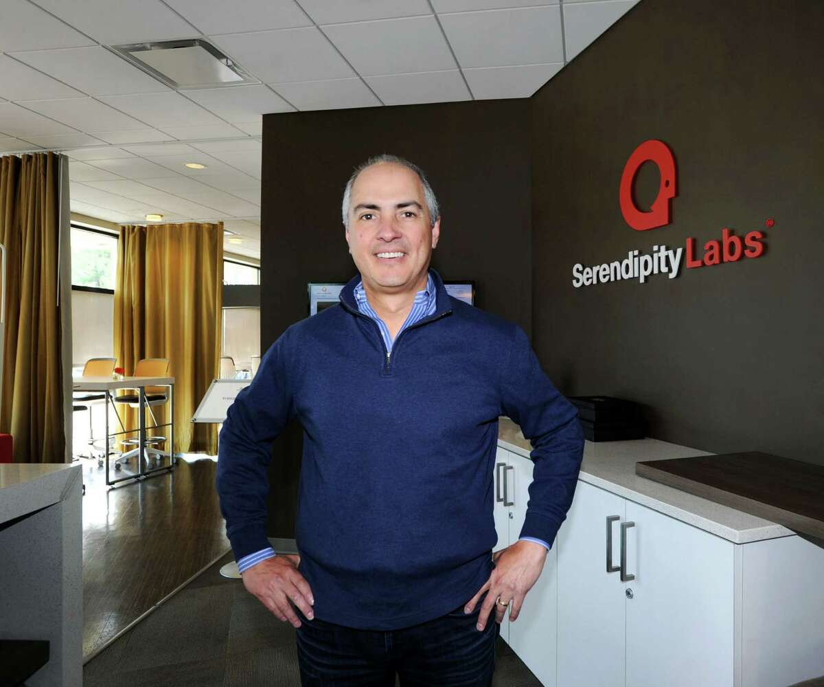John Arenas, the chief executive officer of Serendipity Labs, in his company's coworking facility at 80 Theodore Fremd Ave., Rye, N.Y. Serendipity is expanding to Stamford with its third location at the former site of Eclisse Restaurant.