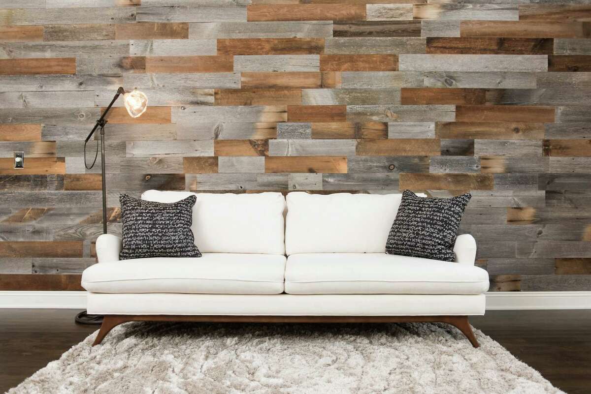 The Artis Wall, a set of wooden planks and adhesive strips, allows you to install an accent wall with just a few tools.