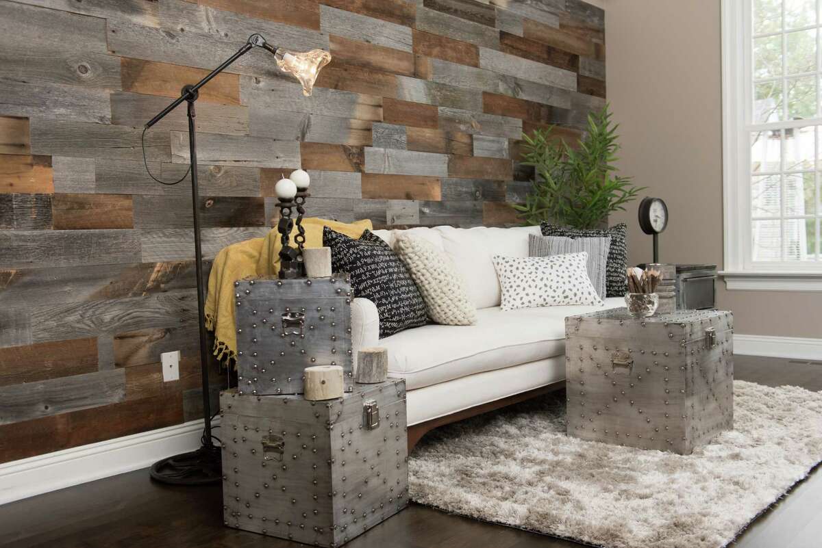 The Artis Wall, a set of wooden planks and adhesive strips, allows you to install an accent wall with just a few tools.