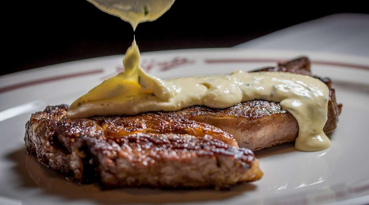 The Ribeye Steak with Brown Butter B�arnaise sauce at Alfred's Steakhouse in San Francisco, Calif., is seen on April 7th, 2016.