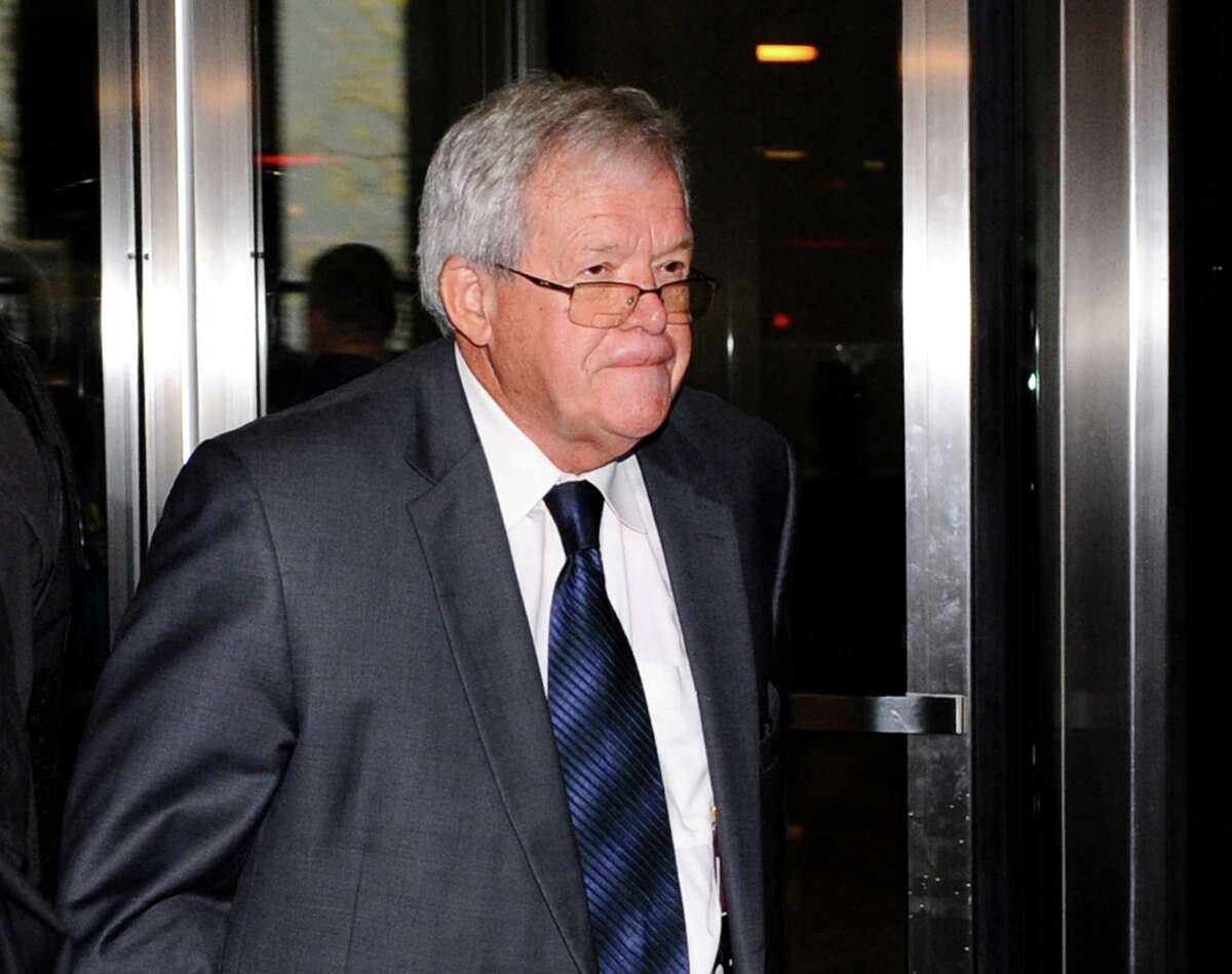 FILE - In this Oct. 28, 2015 file photo, former U.S. House Speaker Dennis Hastert leaves the federal courthouse in Chicago. Federal prosecutors say when they questioned Hastert about his large cash withdrawals the former House speaker told them he was being extorted by someone making a false claim of sex abuse. In a court filing Friday, April 8, 2016, prosecutors say Hastert agreed to let investigators record phone conversations he had with the man who later became known as Â?“Individual A.Â?” Agents later questioned Individual A, who told them about abuse that occurred when he was 14. (AP Photo/Matt Marton File)
