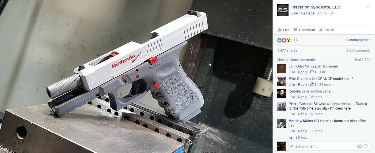 Precision Syndicate, a gun manufacturer in Odessa, customized a Glock for a friend to resemble a gun controller for the Nintendo Entertainment System gaming console.